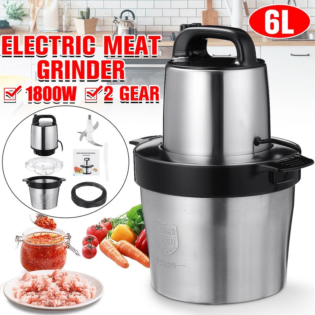 Decor Dream 1800W 6L Vleesmolens Rvs Elektrische Vleesmolen Chopper 2Speed ​​4 Blades Auto Voedsel Mixer Blender Koken machine