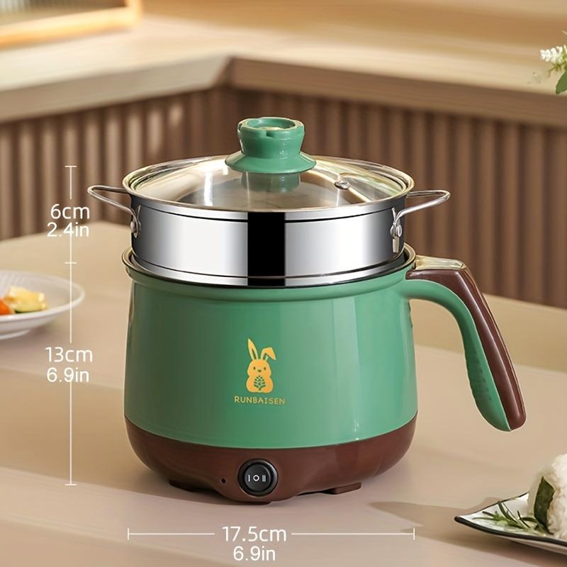 Factory Discount Outlet Multifunctionele elektrische kookpot, draagbare antiaanbak instant ramen pot, multifunctionele elektrische koekenpan voor op reis, geschikt voor 1-2 personen groen