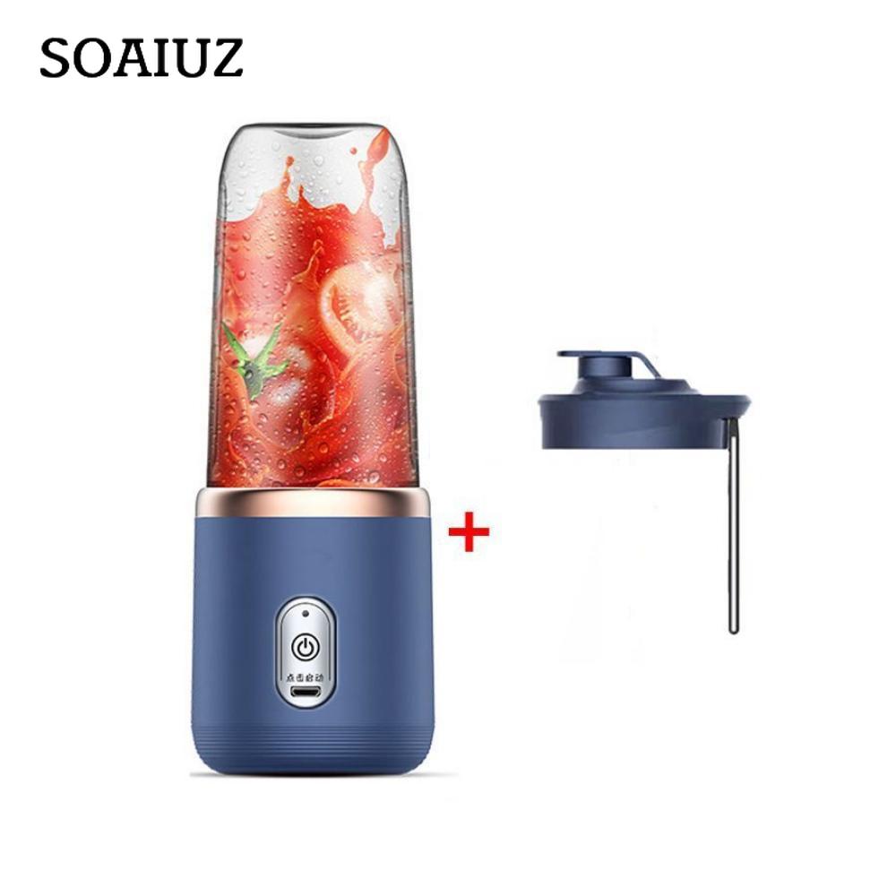 Elegant Living House 400ml Draagbare Elektrische Juicer 6 Bladen Vruchtensap Cup USB Oplaadbare Automatische Kleine Juicer Smoothie Blender Machine Keukenmachine blauw
