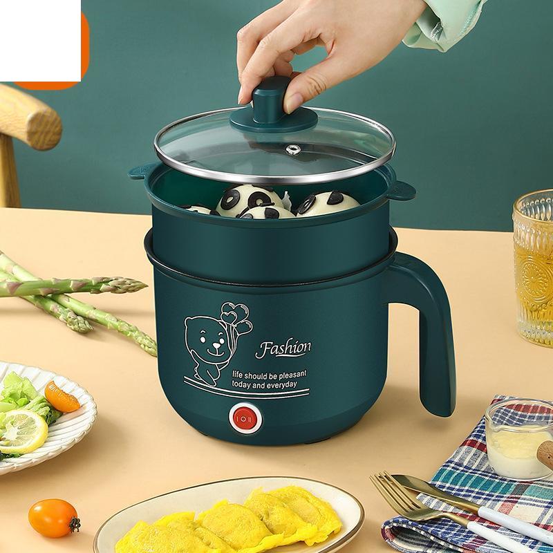 Factory Discount Outlet Elektrische koekenpan Multifunctionele huishoudelijke studentenflat Elektrische kookpan Alles-in-één kleine elektrische hete pot C1 groen