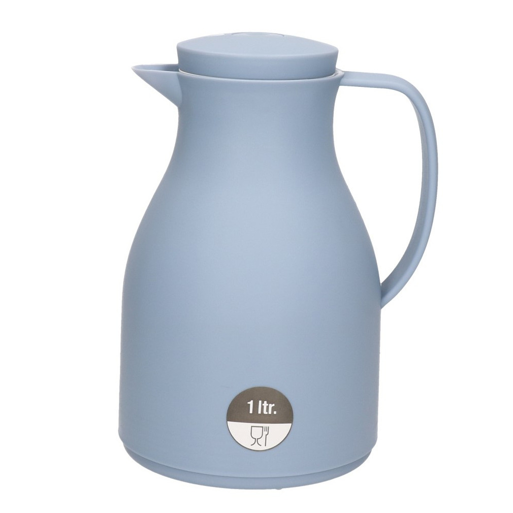 HI Isoleerkan - blauw - met drukknop - 1 liter - Koffiekan - thermoskan - warmhoud kan -