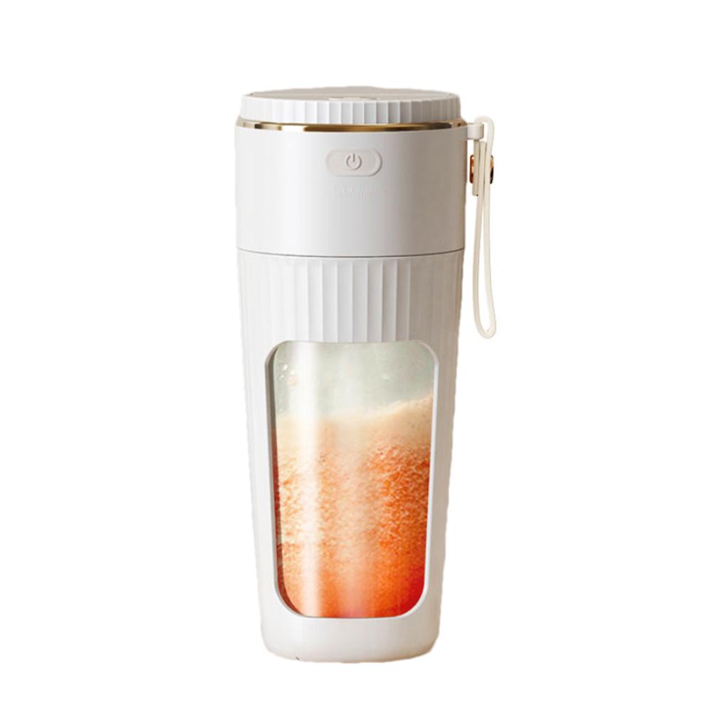 XK&CC 340 ml draagbare sapcentrifuge draadloos met stro elektrische blender voor sap milkshake smoothie mixer vruchtensapbeker 【1】1500mAh single battery wit