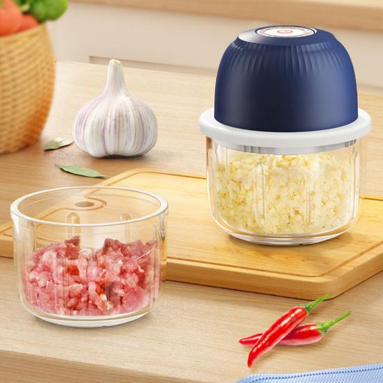 Pavo 1 set 350 ml knoflookstamper afneembaar arbeidsbesparend eenvoudig te bedienen mini draadloze elektrische knoflookmolen gemberbreker keukengadget 350ml donkerblauwe kleur