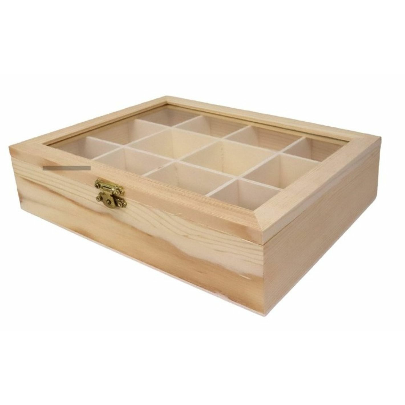 Concorde Theedoos - 12-vaks - naturel - hout - 23 x 18 x 5 cm - theekist - onbedrukt -