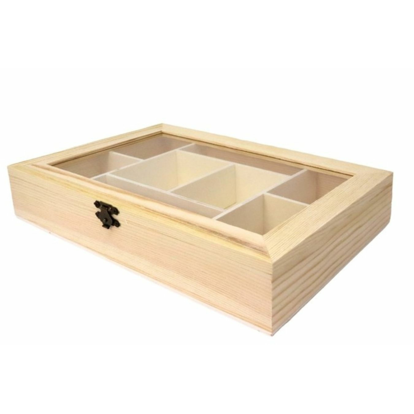 Concorde Theedoos - 8-vaks - naturel - hout - 30 x 20 x 5 cm - theekist - onbedrukt -