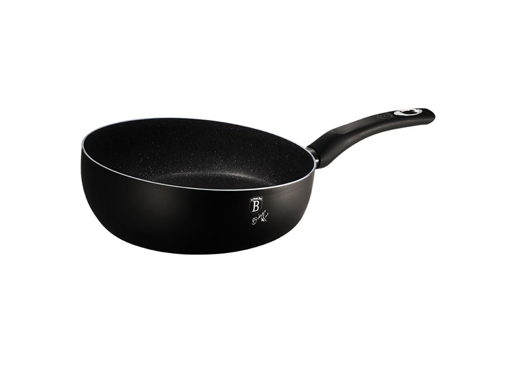 BerlingerHaus Gesmeed Aluminium Flipkoekenpan Diameter 26cm Hoogte Inhoud 2.8 Liter Mat Zwart