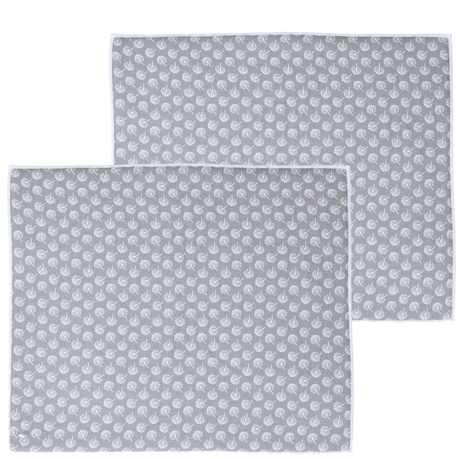 Merkloos Afwas afdruipmat keuken - 2x - absorberend - microvezel - grijs bloem - x cm -