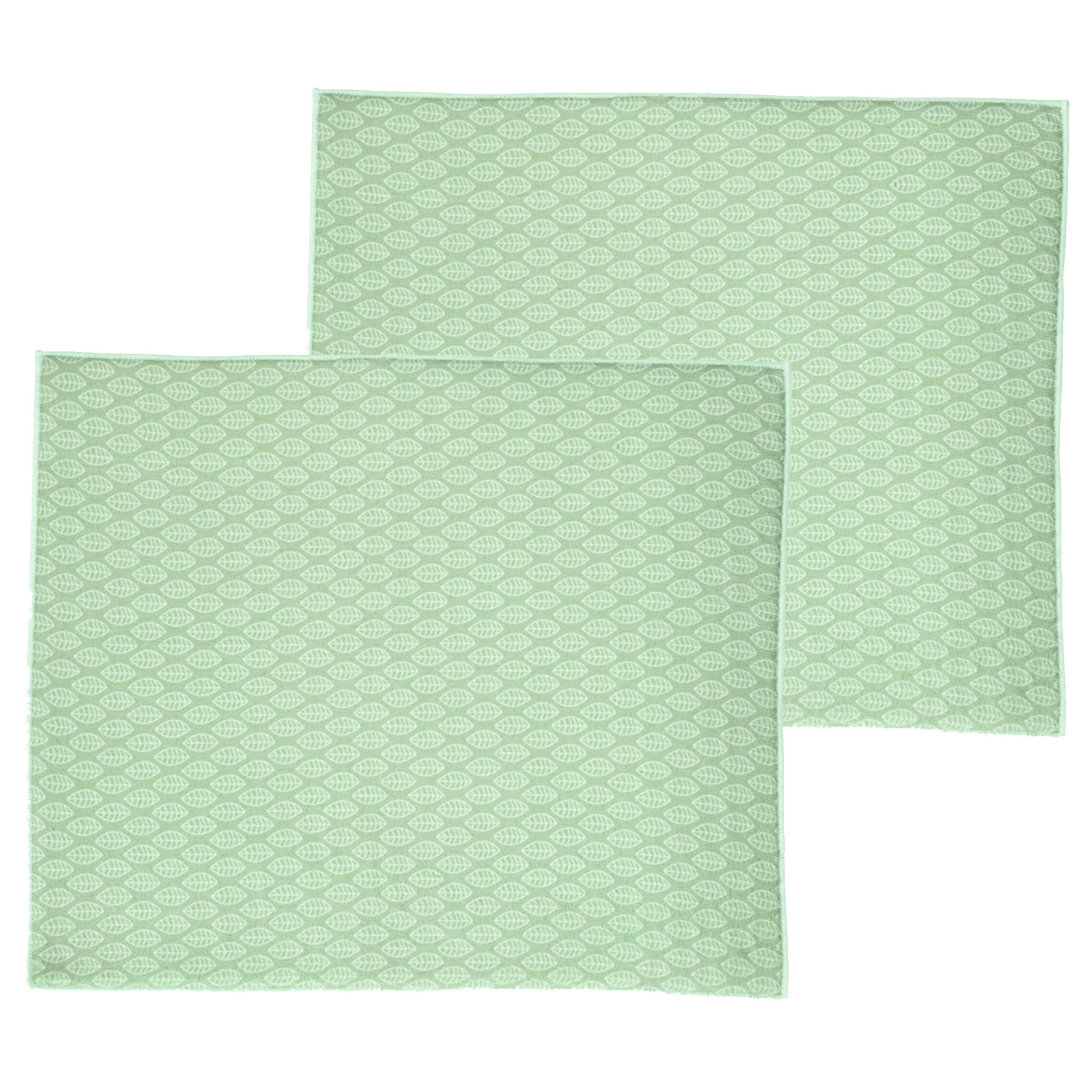 Merkloos Afwas afdruipmat keuken - 2x - absorberend - microvezel - groen blad - x cm -