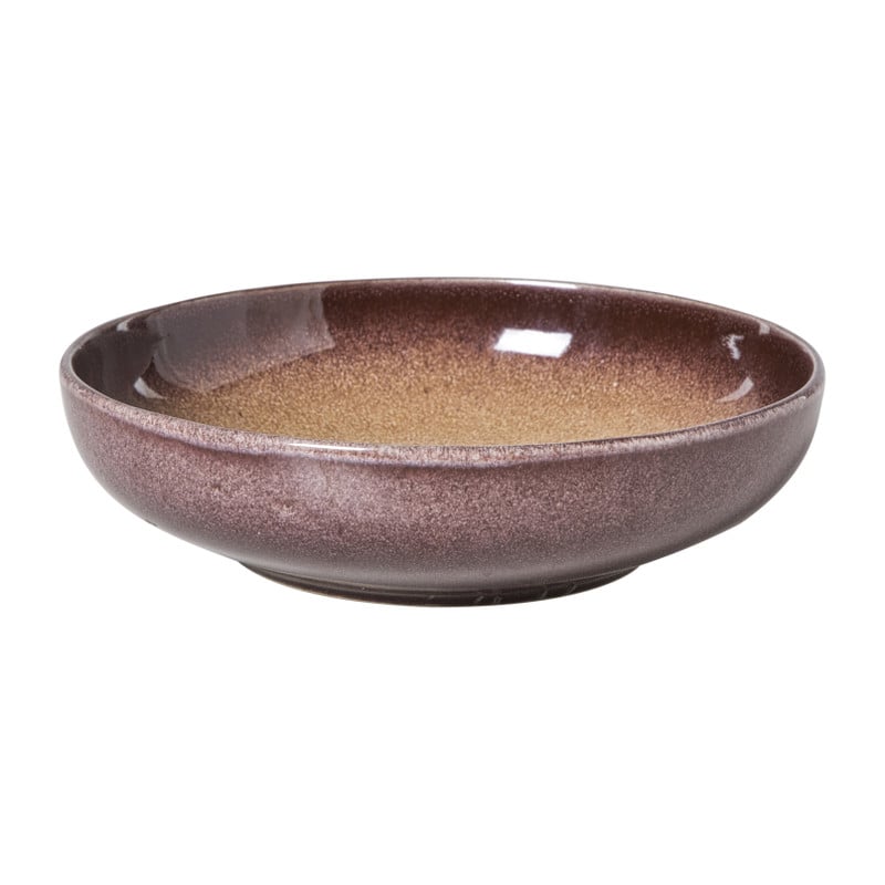 Xenos Diep bord Olivia - bordeaux rood/beige - ø20.3x5 cm
