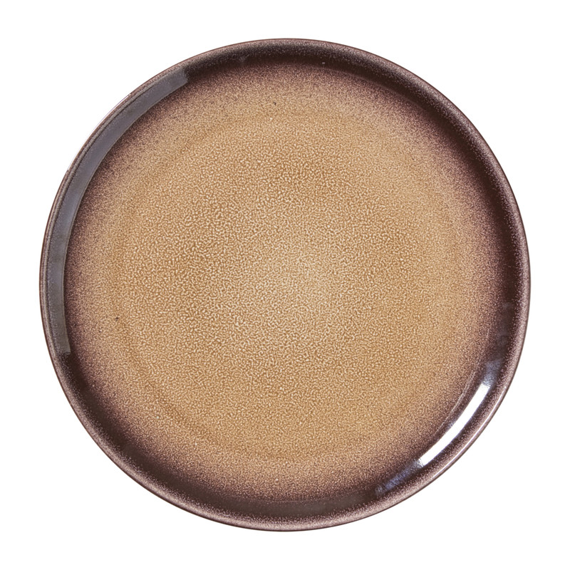 Xenos Ontbijtbord Olivia - bordeaux rood/beige - ø22x2 cm