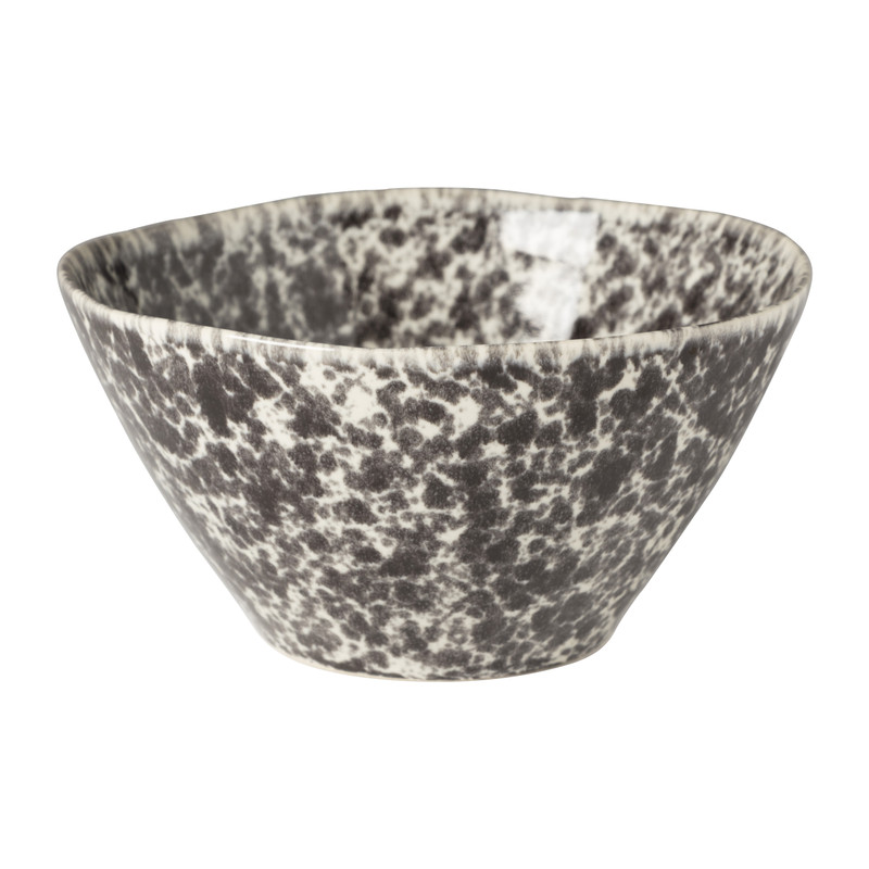Xenos Schaaltje Roots - zwart/wit - ø15.7x8.2 cm