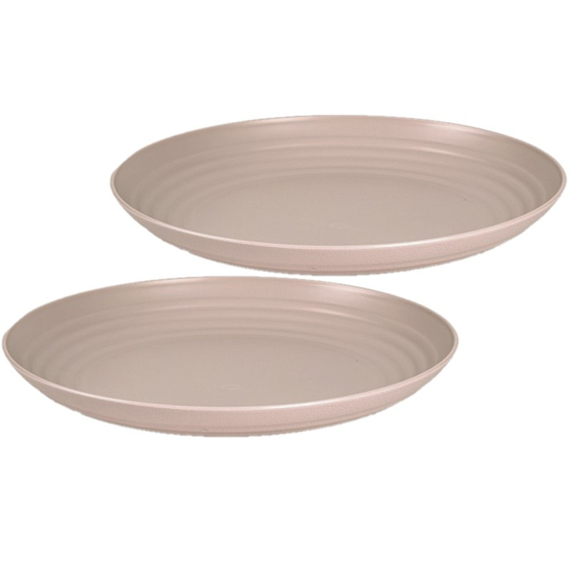 PlasticForte 2x stuks rond kunststof borden mokka bruin 25 cm -