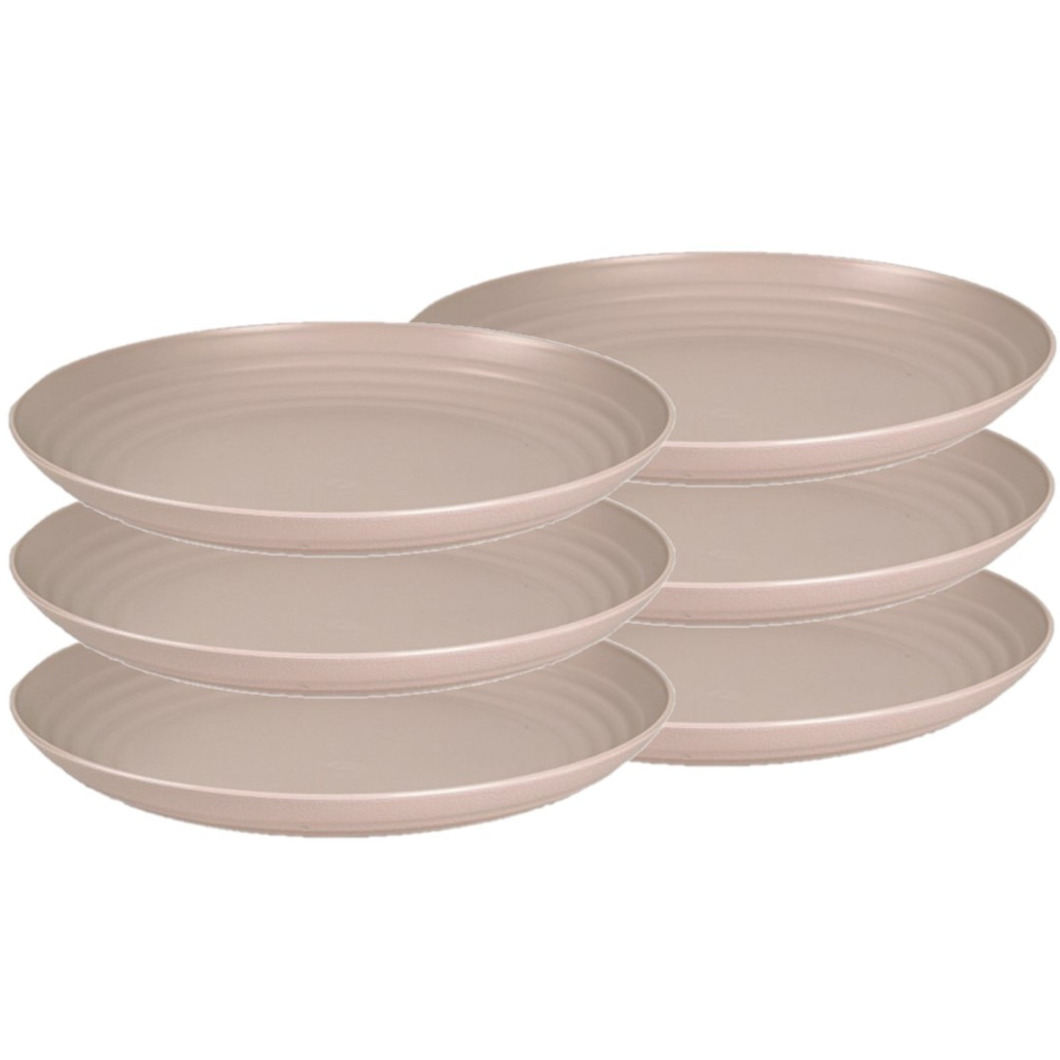 PlasticForte 6x stuks rond kunststof borden mokka bruin 25 cm -