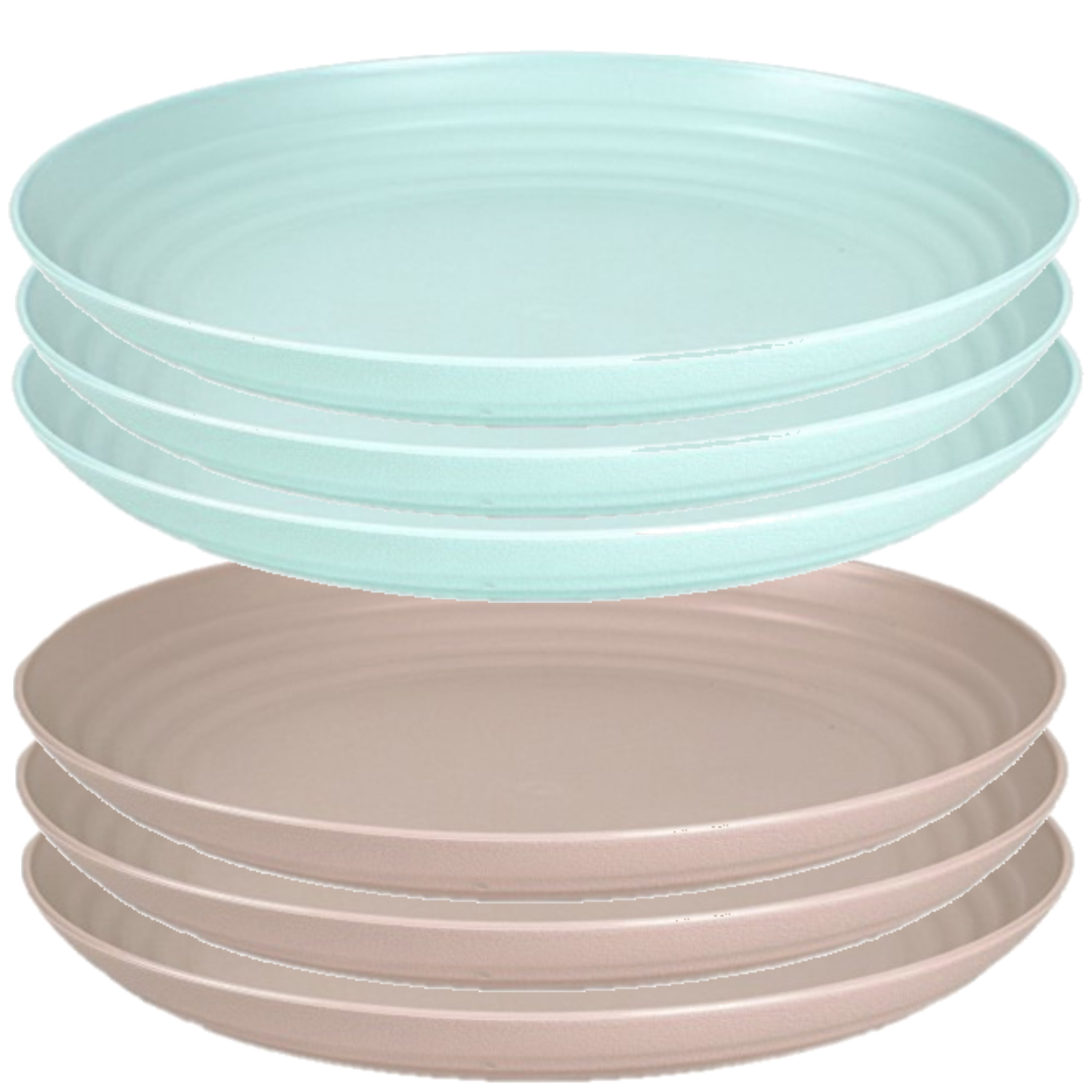 Forte Plastics Setje van 6x stuks ronde kunststof borden groen en mokka 25 cm -