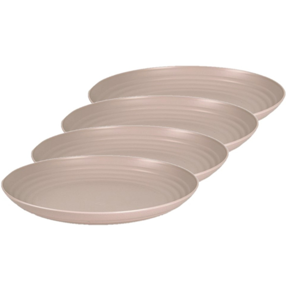 PlasticForte 8x stuks rond kunststof borden mokka bruin 25 cm -
