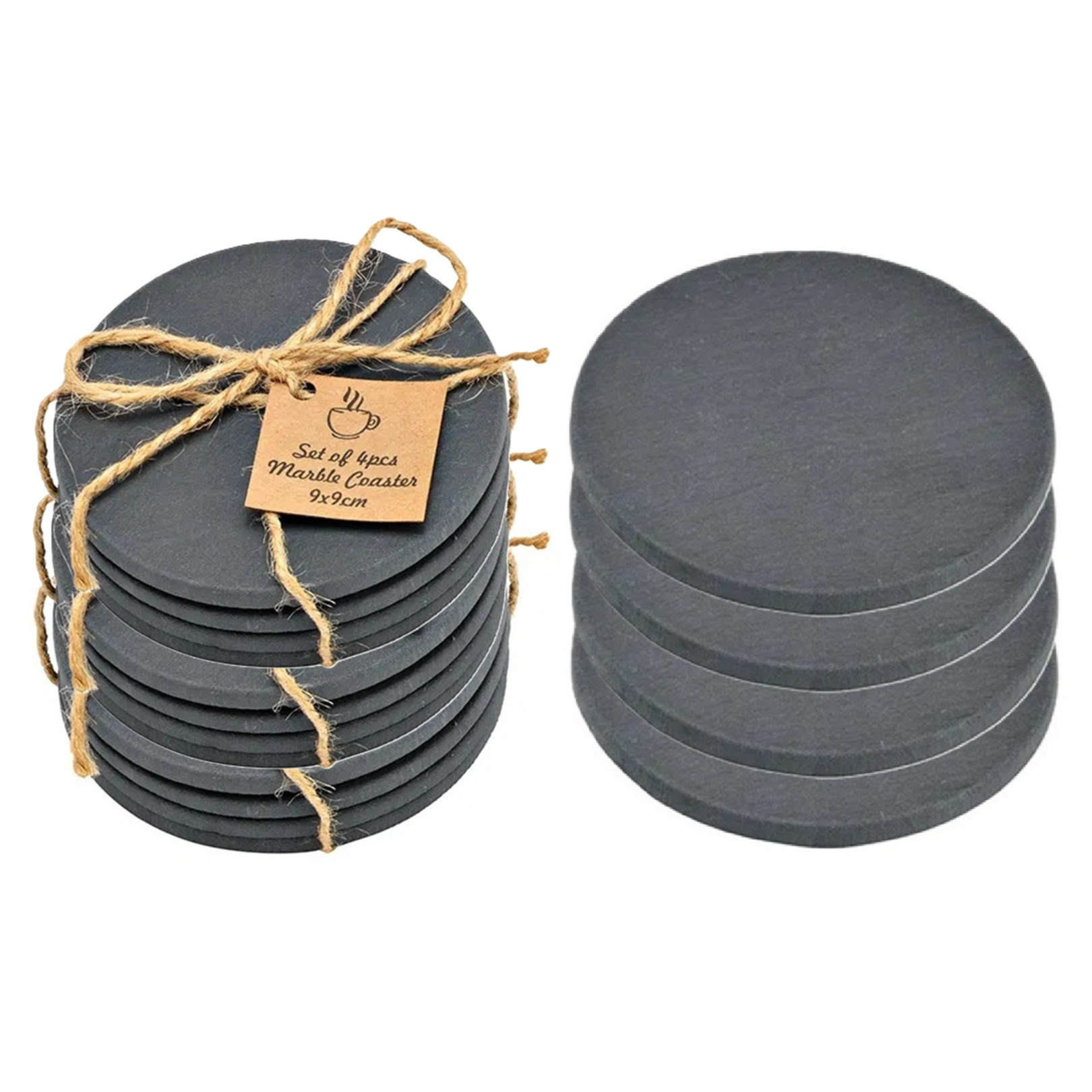 5five Onderzetters voor glazen - 12x stuks - rond - Leisteen - 10 x 0.8 cm -