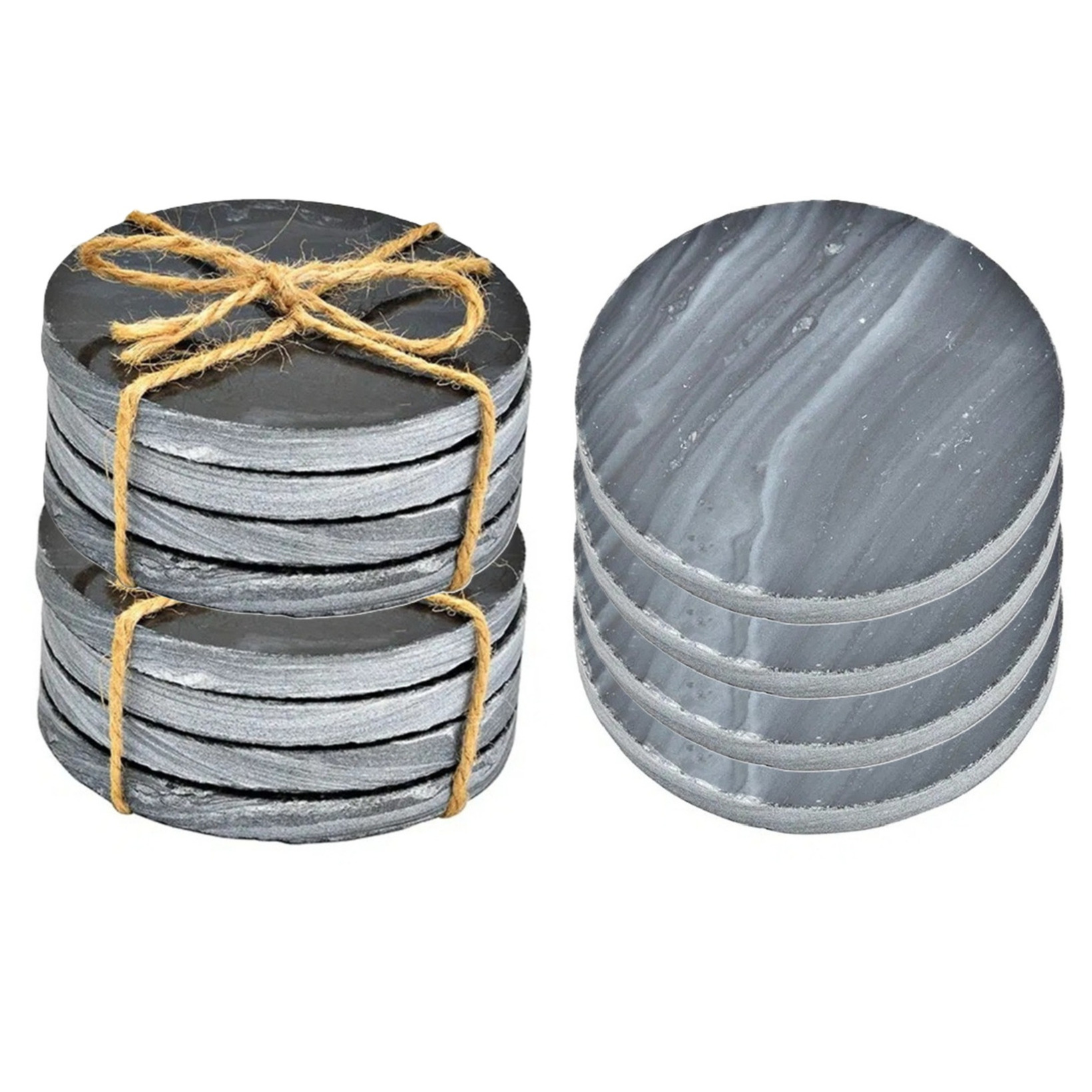 5five Onderzetters voor glazen - 8x stuks - rond - Marmer - grijs - 10 x 0.8 cm -