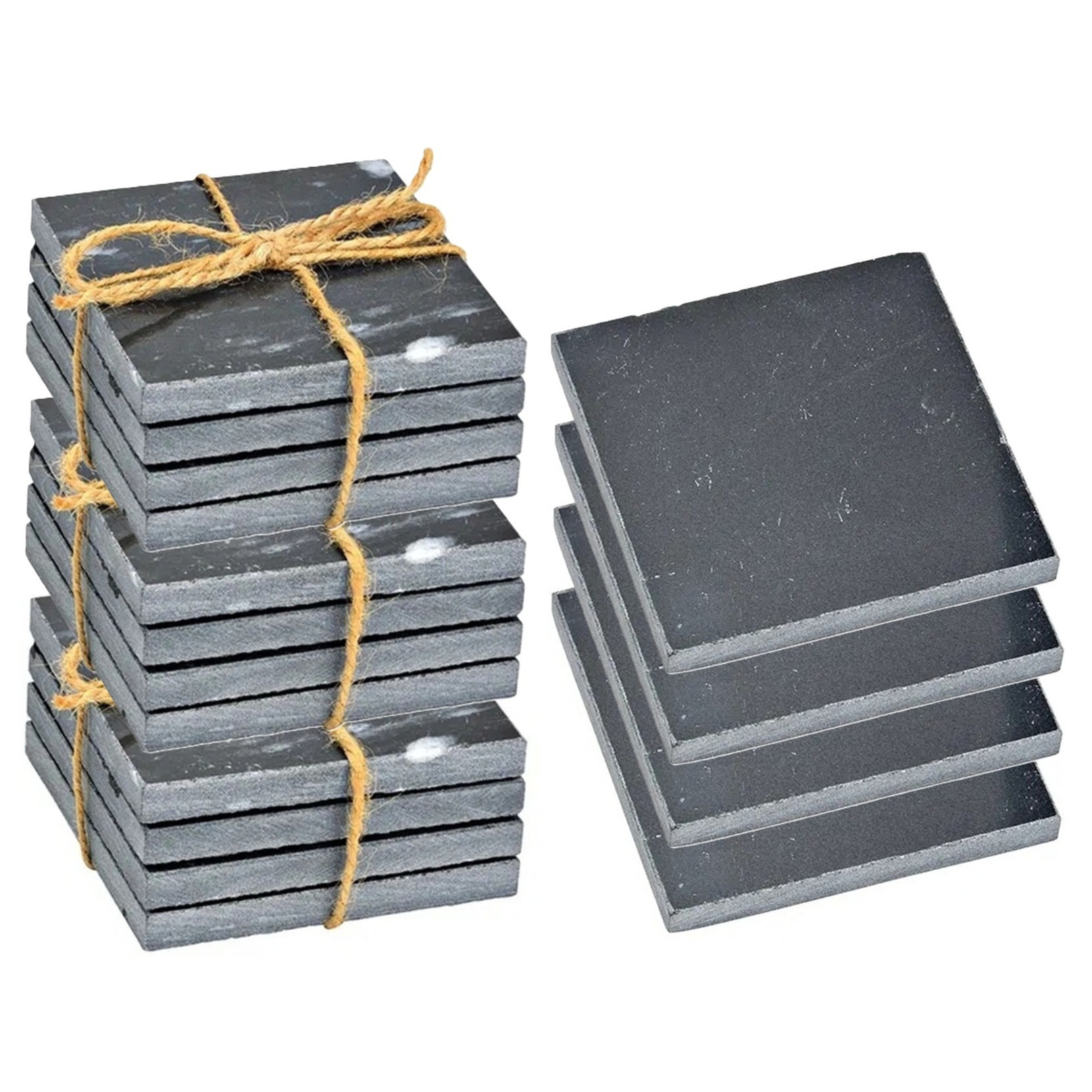 5five Onderzetters voor glazen - 12x stuks - vierkant - Marmer - grijs - 10 x 0.8 cm -