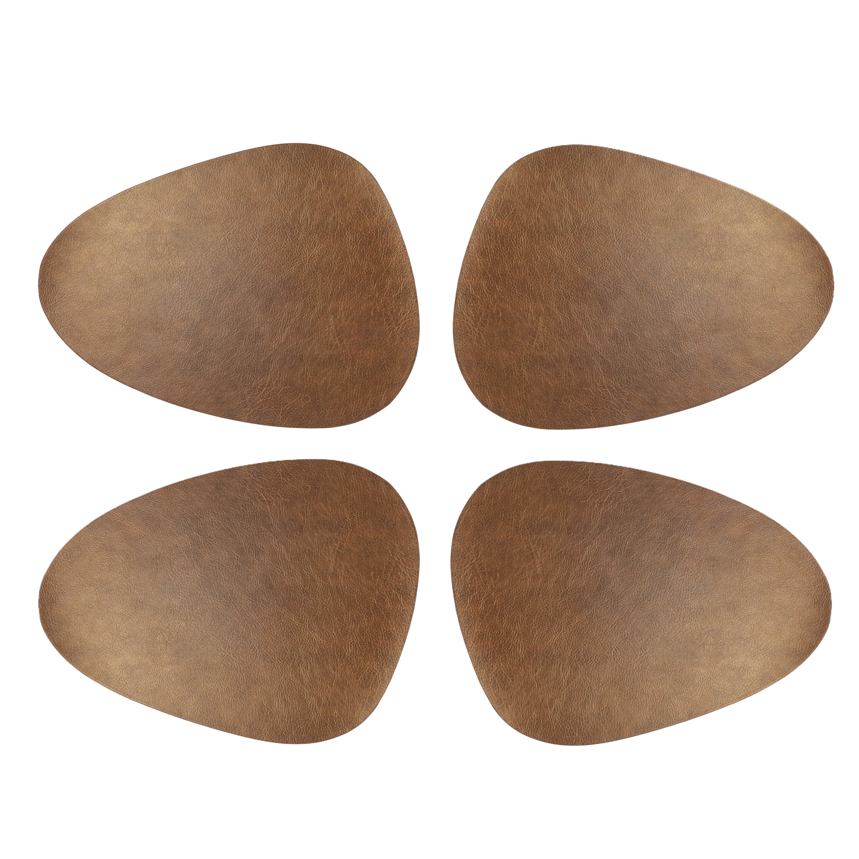 Unique Living placemats Floris lederlook - 6x - x 30 cm - koper - PU leather - tafel -
