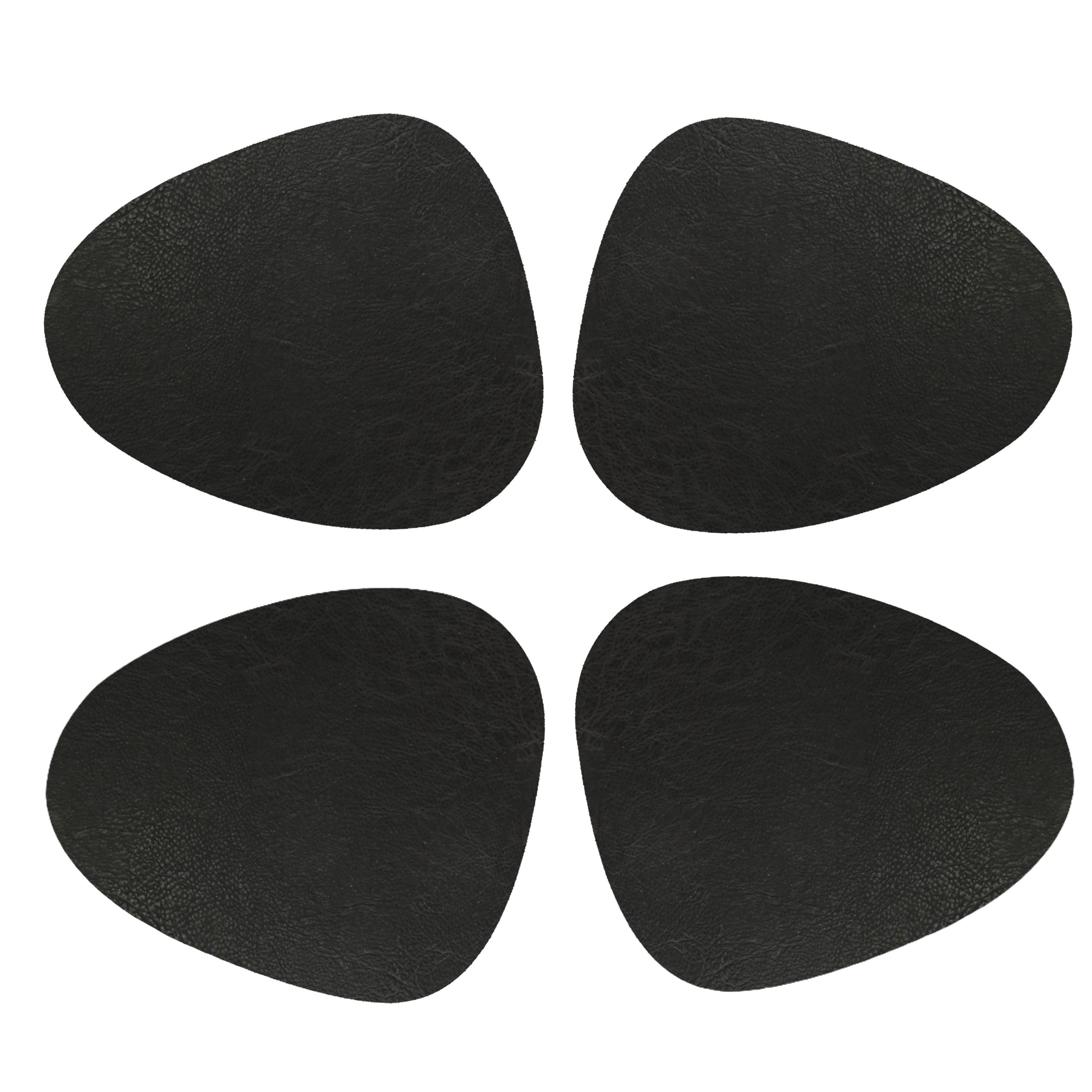 Unique Living placemats Floris lederlook - 6x - x 30 cm - zwart - PU leather - tafel onderleggers -