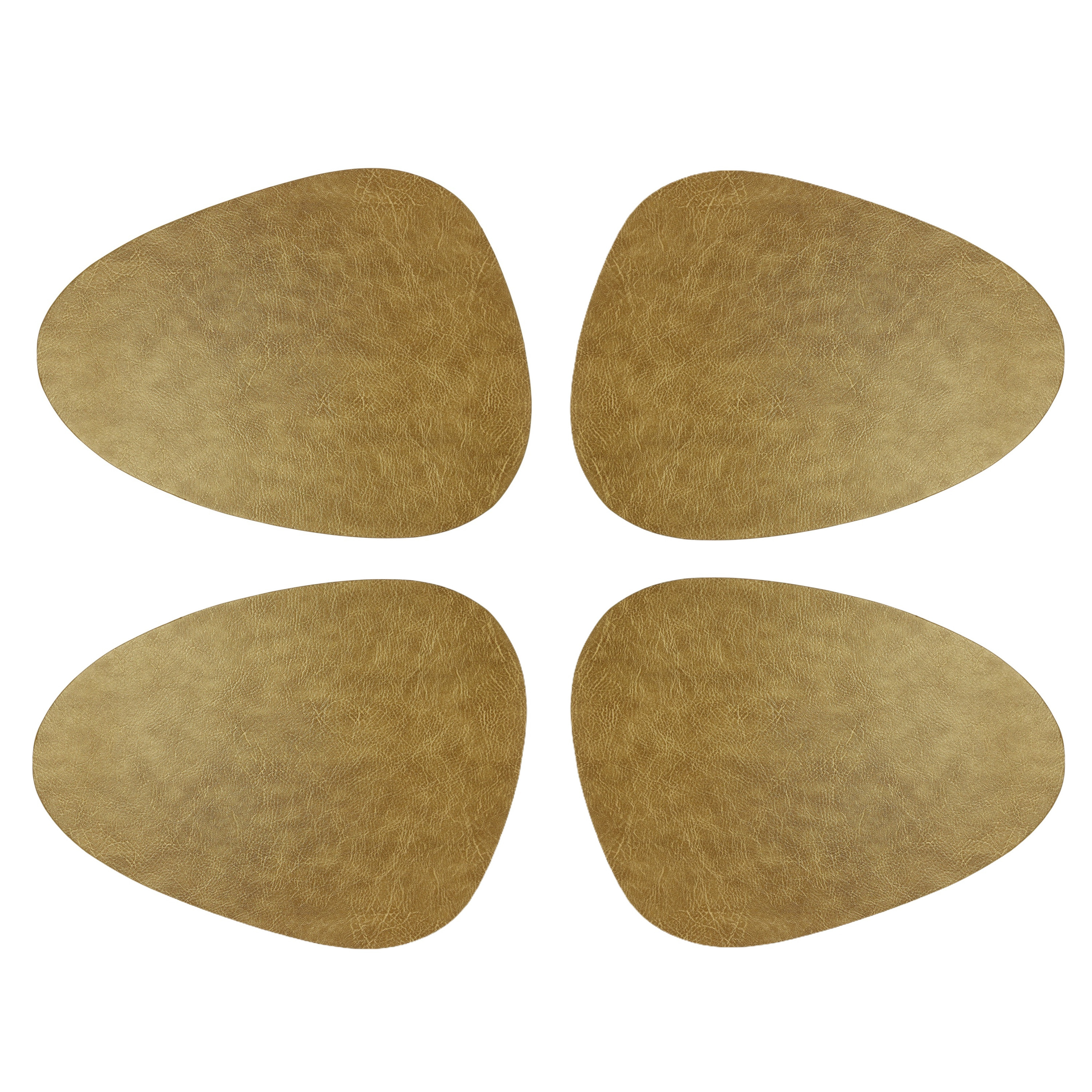 Unique Living placemats Floris lederlook - 8x - x 30 cm - goud - PU leather - tafel -