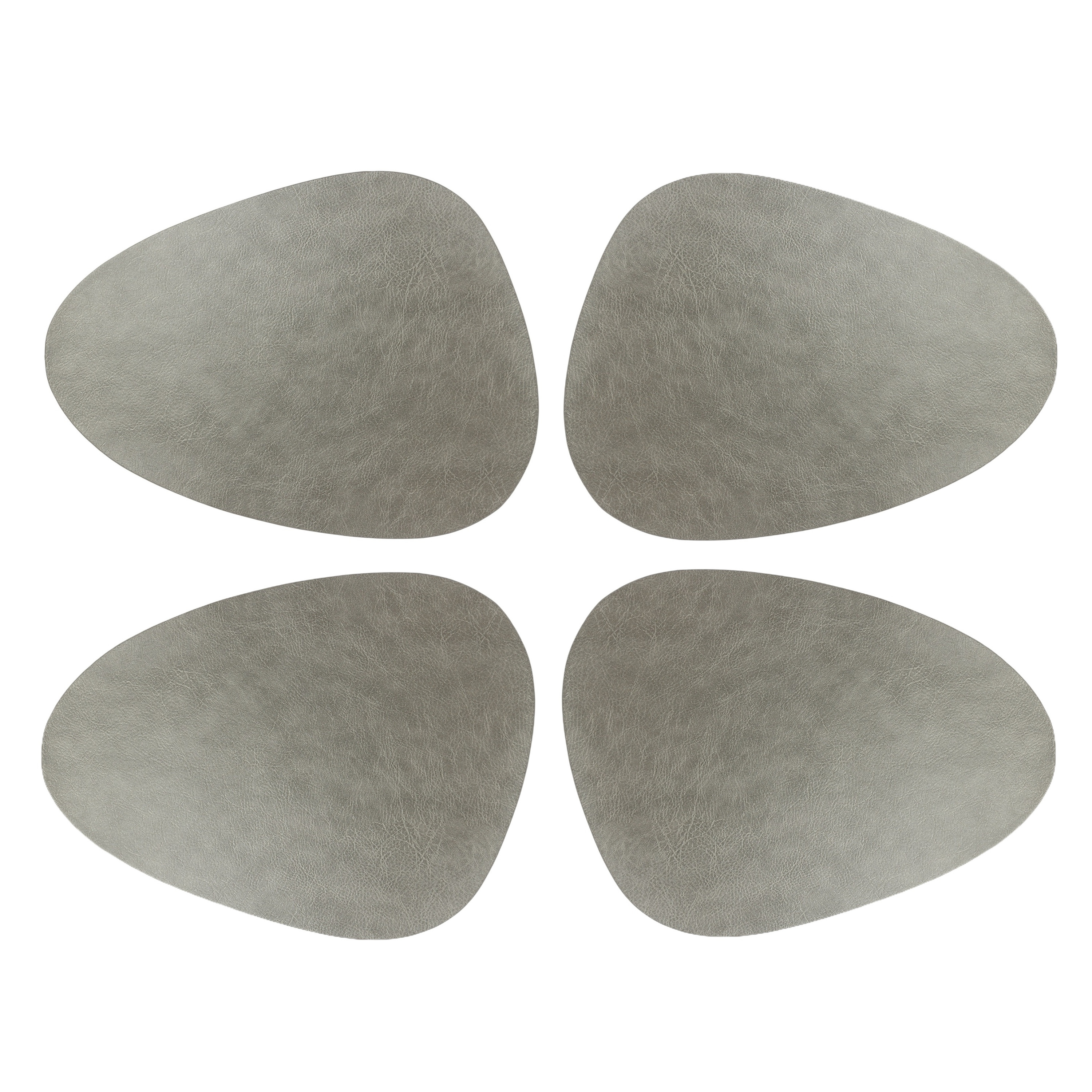 Unique Living placemats Floris lederlook - 8x - x 30 cm - zilver - PU leather - tafel -