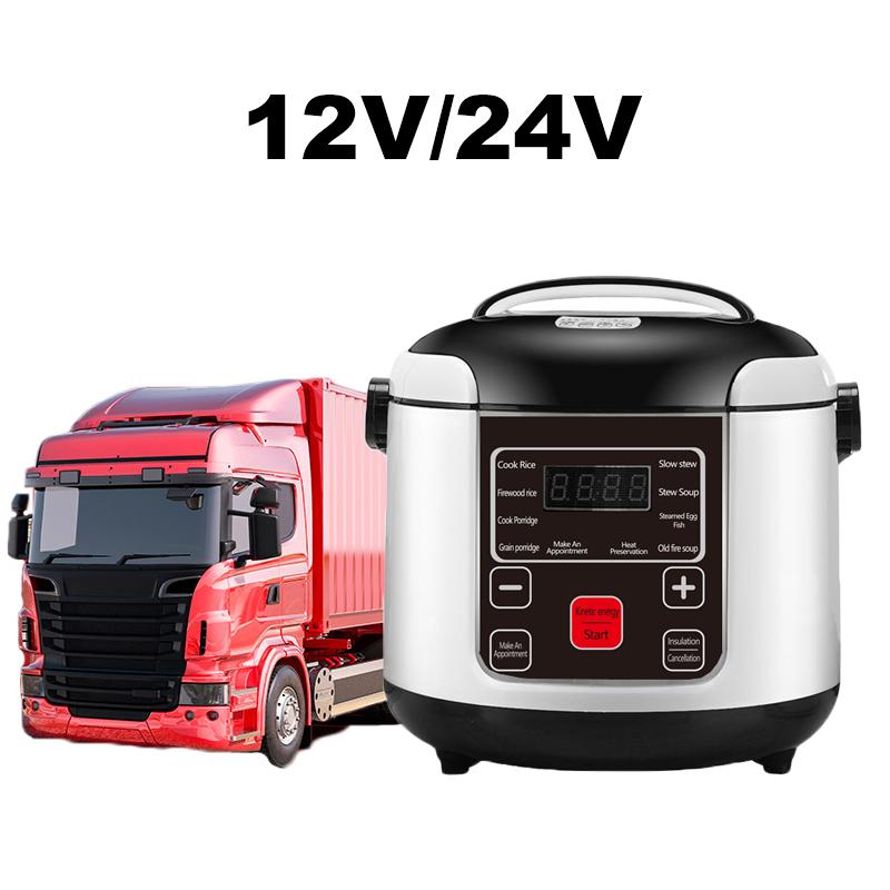 DC-HOME-4 12V 24V Elektrische Rijstkoker Auto Vrachtwagen Multicooker Soep Pap Koken Voedselstomer 2L Elektrische lunchbox Thuis Rijstkokers