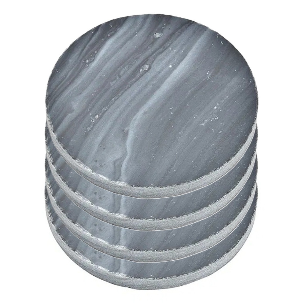 5five Onderzetters voor glazen - 4x stuks - rond - Marmer - grijs - 10 x 0.8 cm -