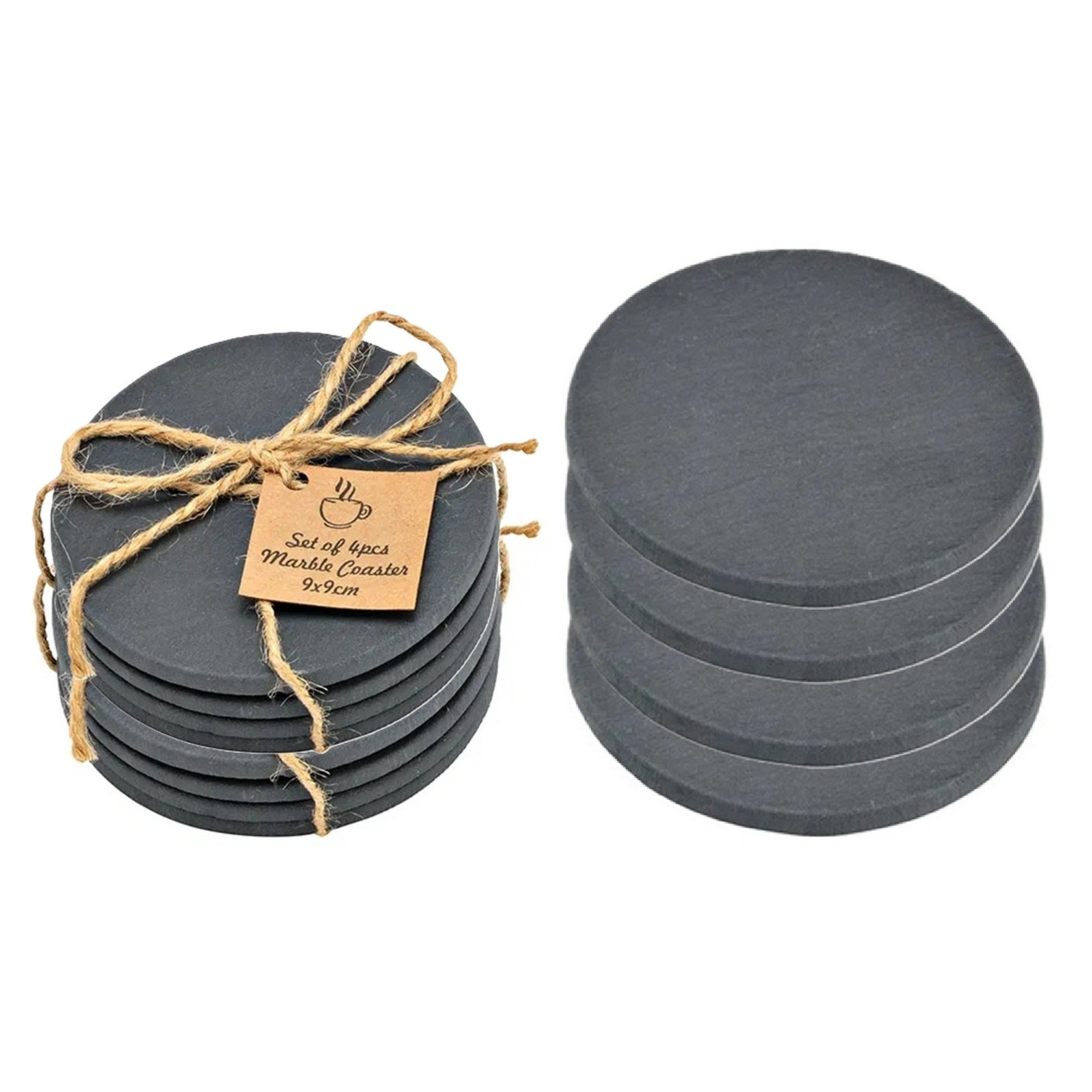 5five Onderzetters voor glazen - 8x stuks - rond - Leisteen - 10 x 0.8 cm -