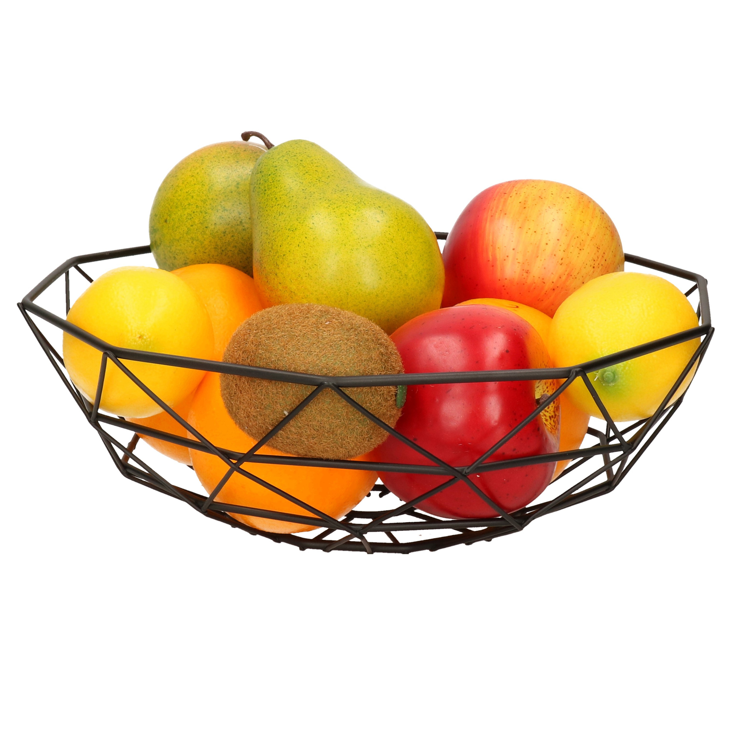 Merkloos Metalen fruitmand/fruitschaal zwart rond 28 x 9 cm -