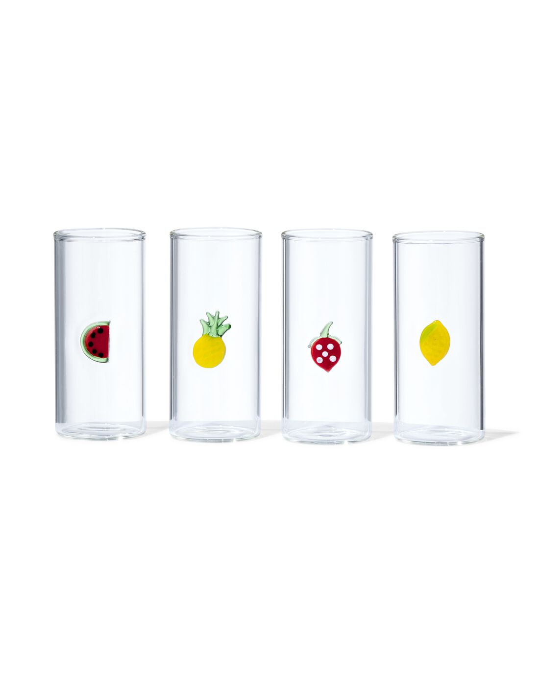 HEMA Shotglaasjes 75ml Fruit - 4 Stuks (transparant)
