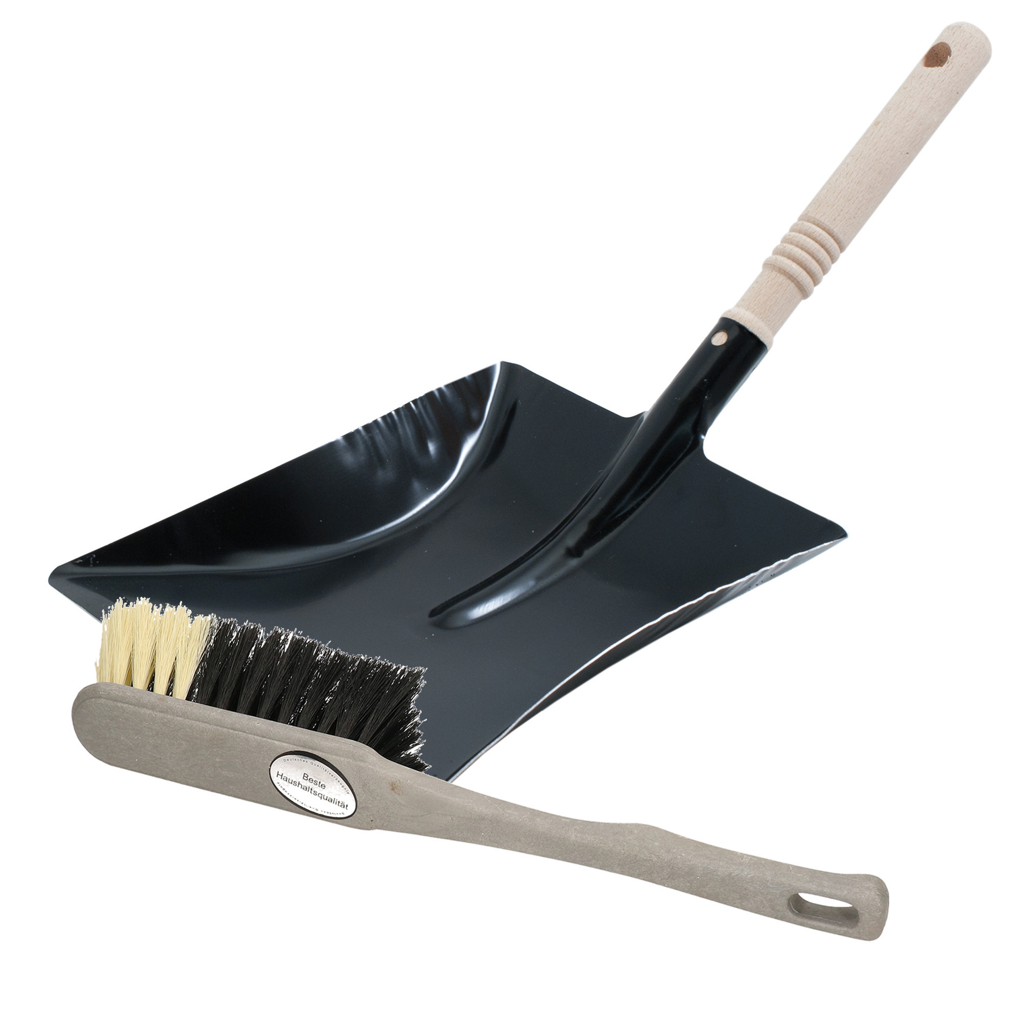 Sorex Luxe stoffer en blik grijs/zwart van metaal voor binnen -