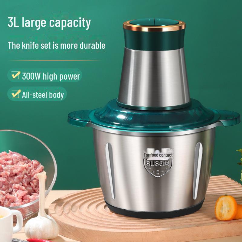 Perfect choice for your home Yangzi roestvrijstalen multifunctionele elektrische vlees- en groentemolen voor thuis- en commercieel gebruik 2-liter 2-speed 1-knife set groen