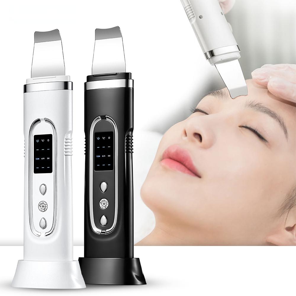 Happy World Electronics Ultrasoon huidscrubber Elektrische gezichtsreiniging Poriëndiepe reiniger Acne Mee-eter verwijderaar Peeling schep apparaat Schoonheidsmachine wit