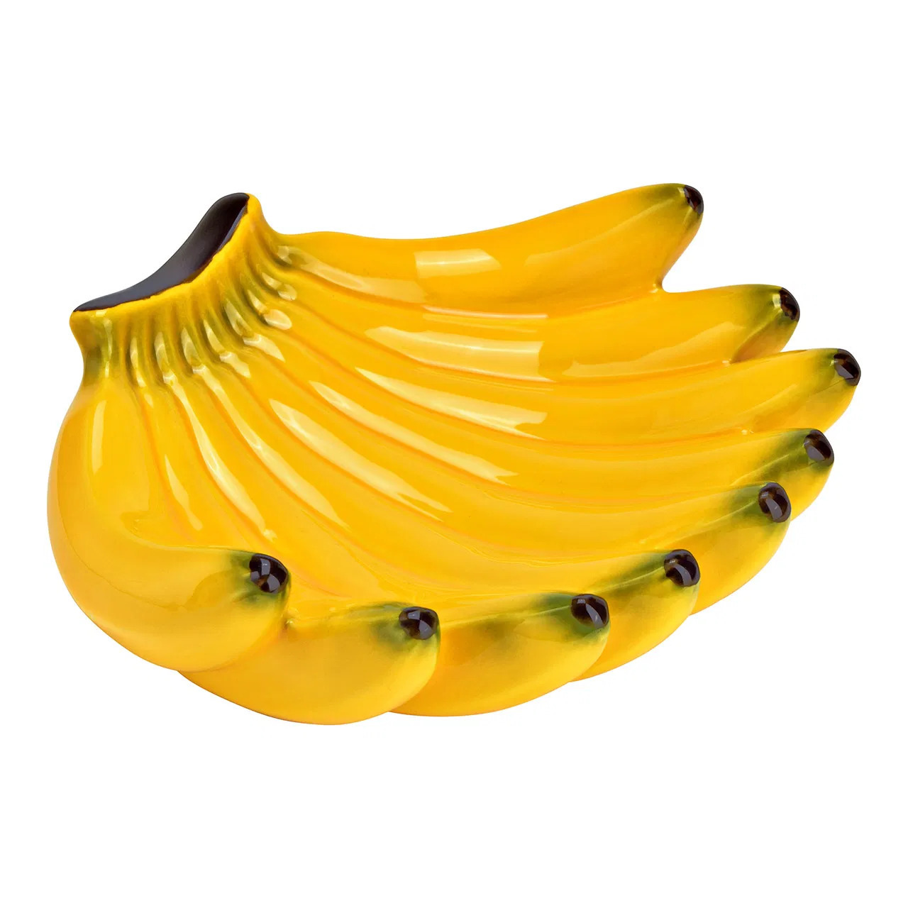 Merkloos Fruitschaal bananen - keramiek - geel - 23 x 7 x 19 cm - decoratieve schalen -
