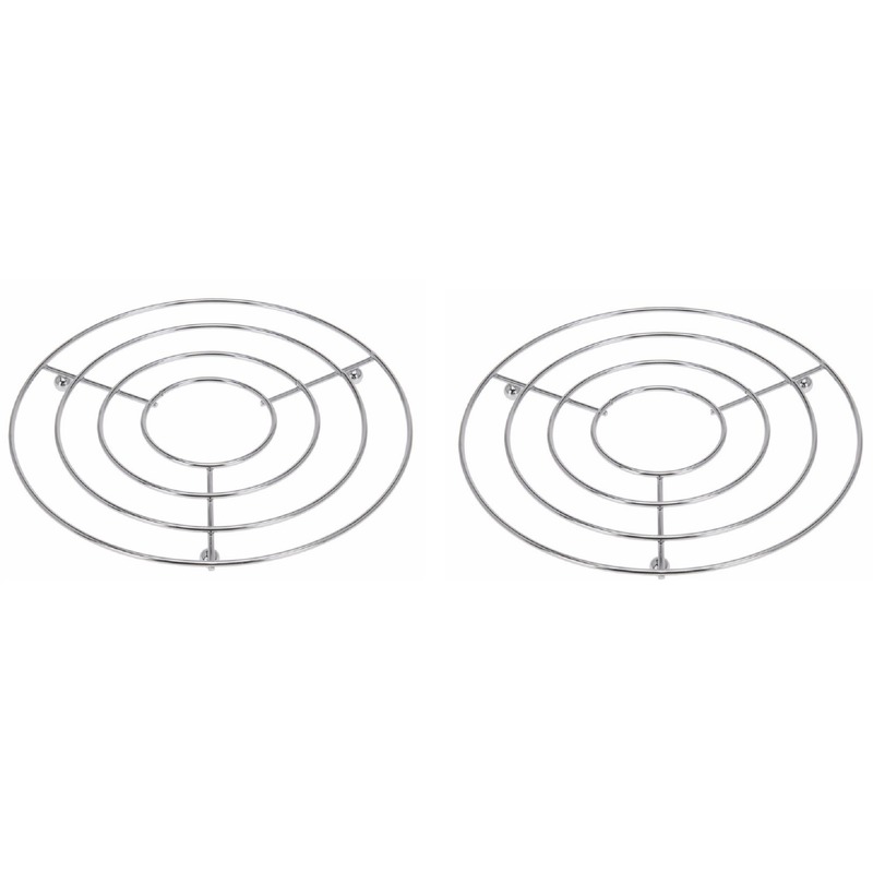 Merkloos 2x Pannenonderzetters rond verchroomd metaal 24 x 19 cm -