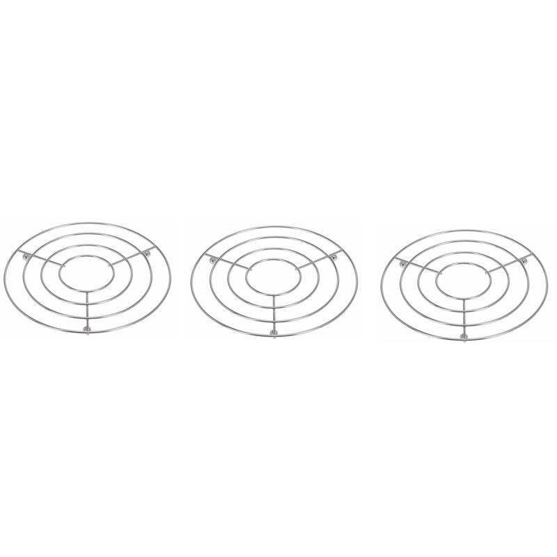 Merkloos 3x Pannenonderzetters rond verchroomd metaal 24 x 19 cm -