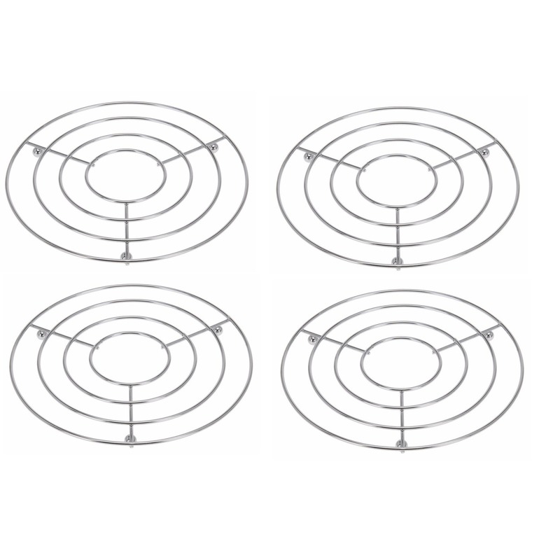 Merkloos 4x Pannenonderzetters rond verchroomd metaal 24 x 19 cm -