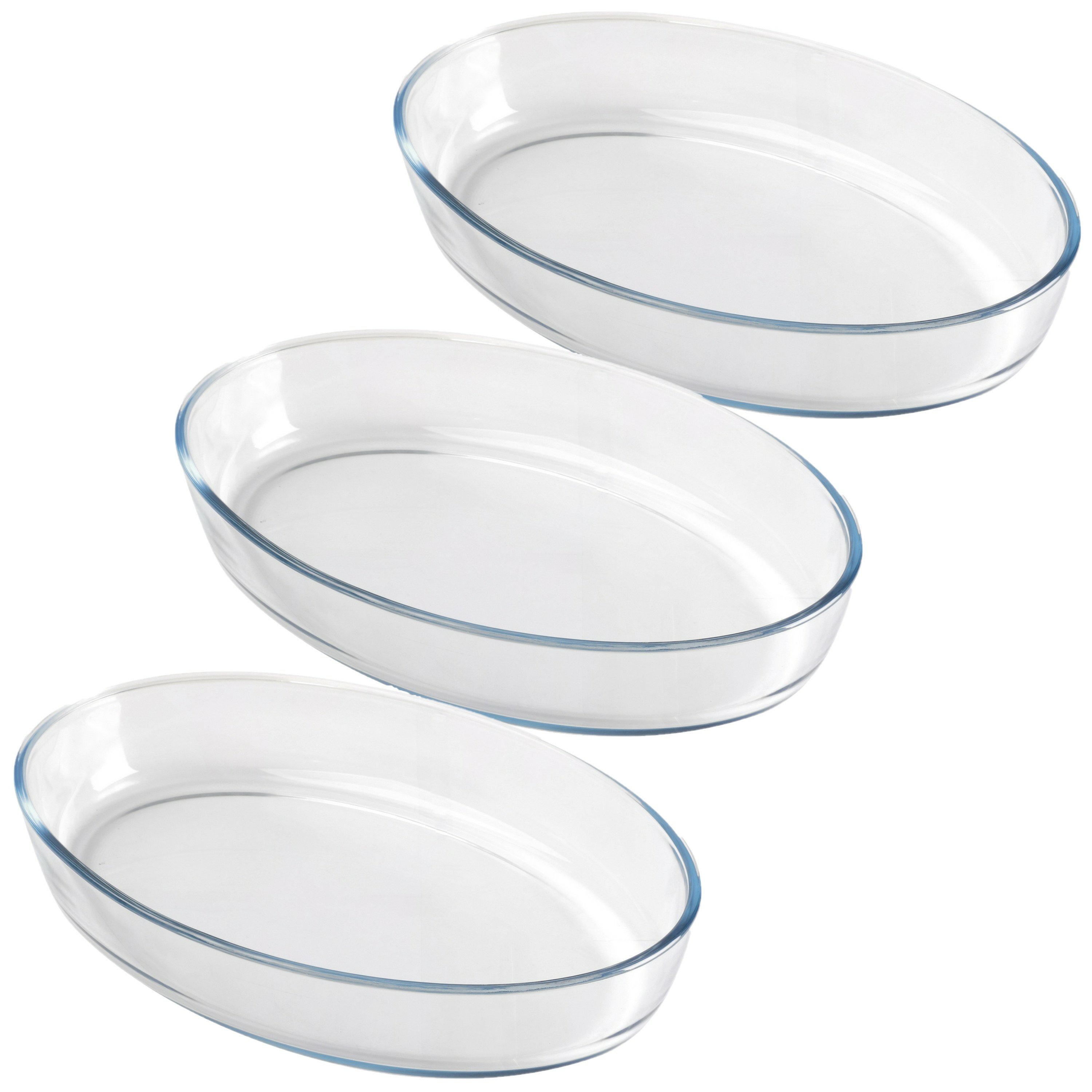 Chef Traiteur Ovenschaal van borosilicaat glas - 3x - ovaal - 4 Liter - x 27 x 7 cm -