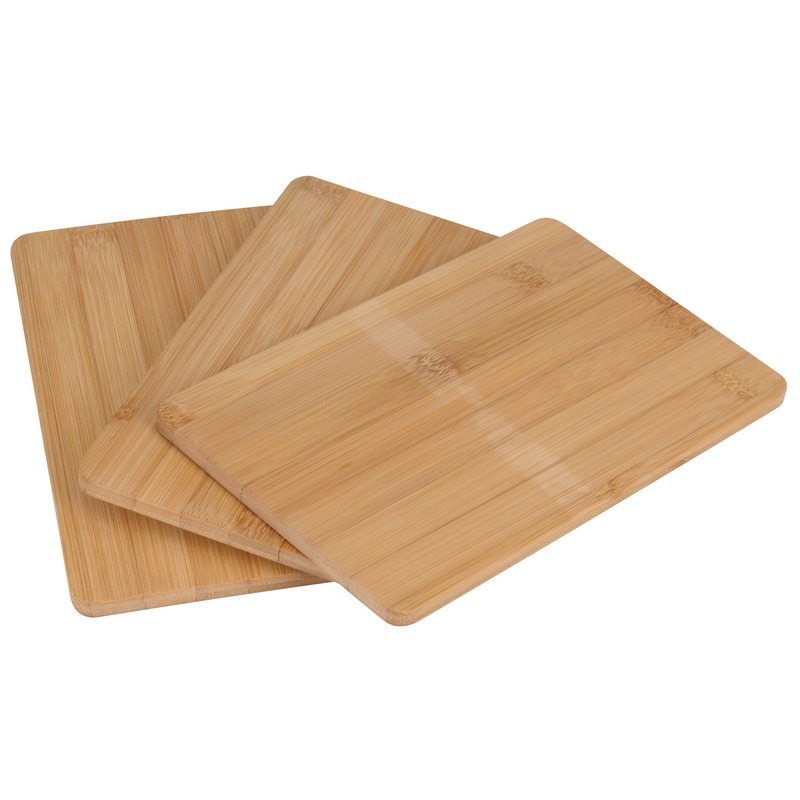Merkloos Snijplanken/broodplanken bamboe hout - set van 3x - rechthoekig - 22 x 15 cm -