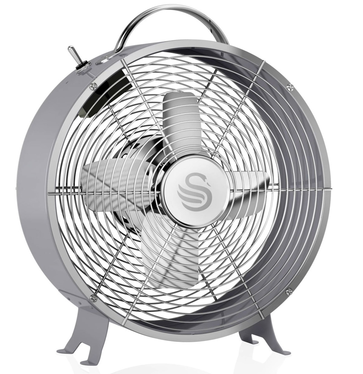 Fiftiesstore Swan - Retro 8 Inch Tafelventilator - Grijs - LAATSTE KANS