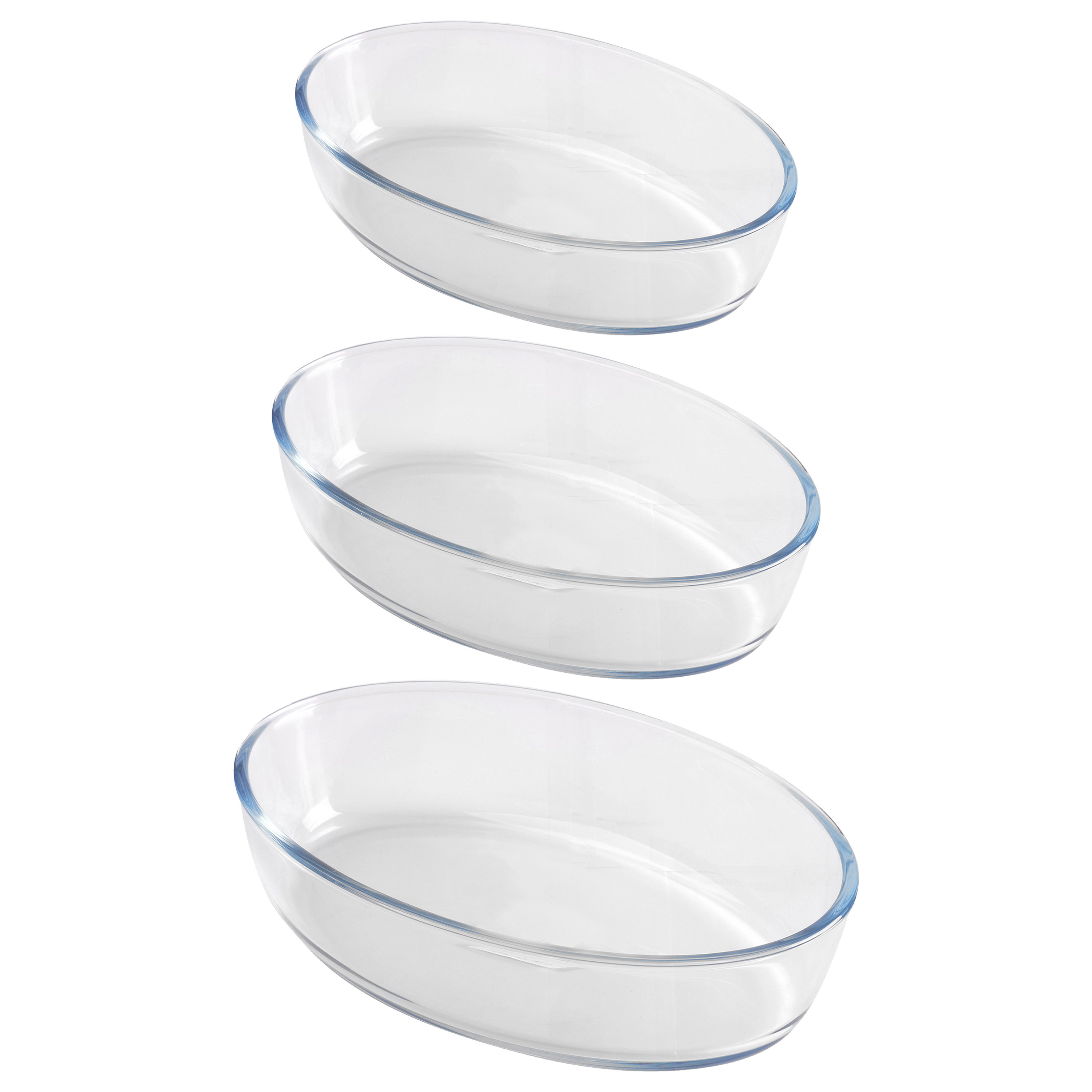 Chef Traiteur Ovenschalen 3-delige set - ovaal - borosilicaat glas - 1.6/2.4/3 Liter -