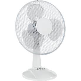 Tafelventilator, Ø 400 mm, 3 snelheden, oscillerend, in hoogte verstelbaar en zwenkbaar, 45 W vermogen, wit