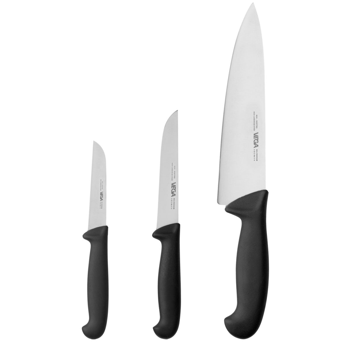 Vega Messenset Messina 3-delig; Lemmetlengte 20 cm, 33 cm (L); zwart/zilver