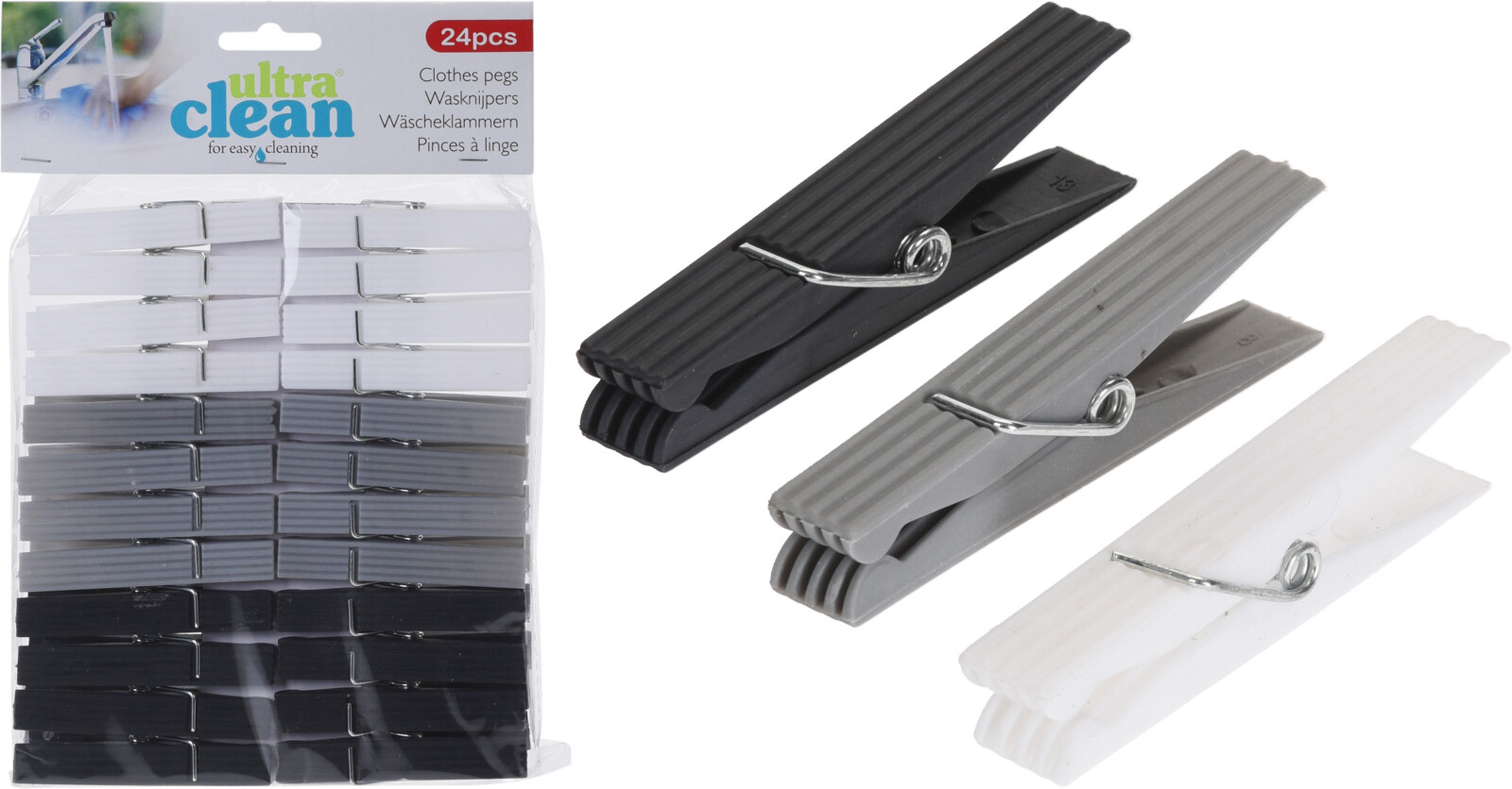 Ultra Clean Wasknijpers Kunststof 7,8x1,1cm Pak A 24 Stuks
