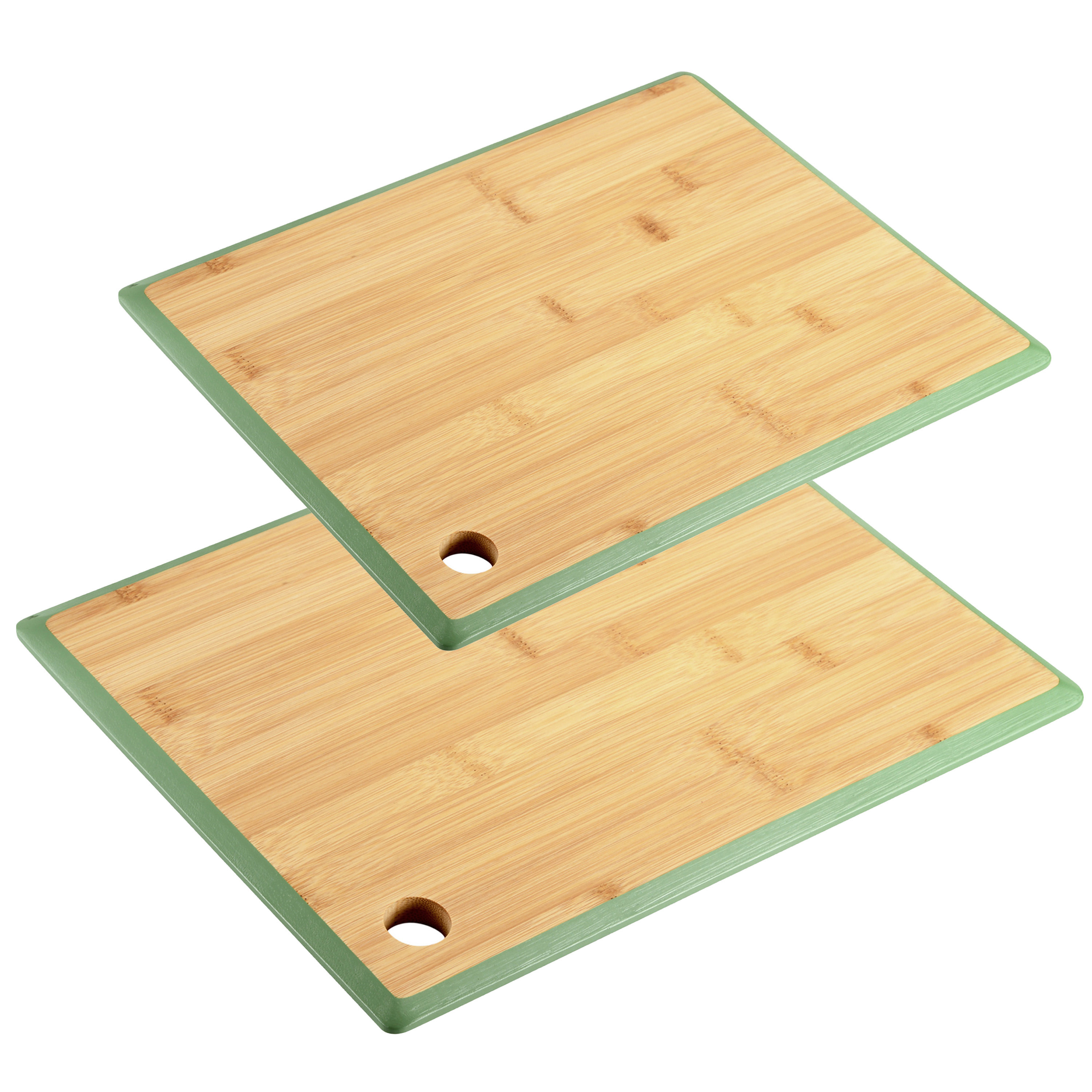 Kesper Keuken voedsel bereiden snijplanken voordeelset - x 30 en 27 x 19 cm - bamboe hout - rand blauw -
