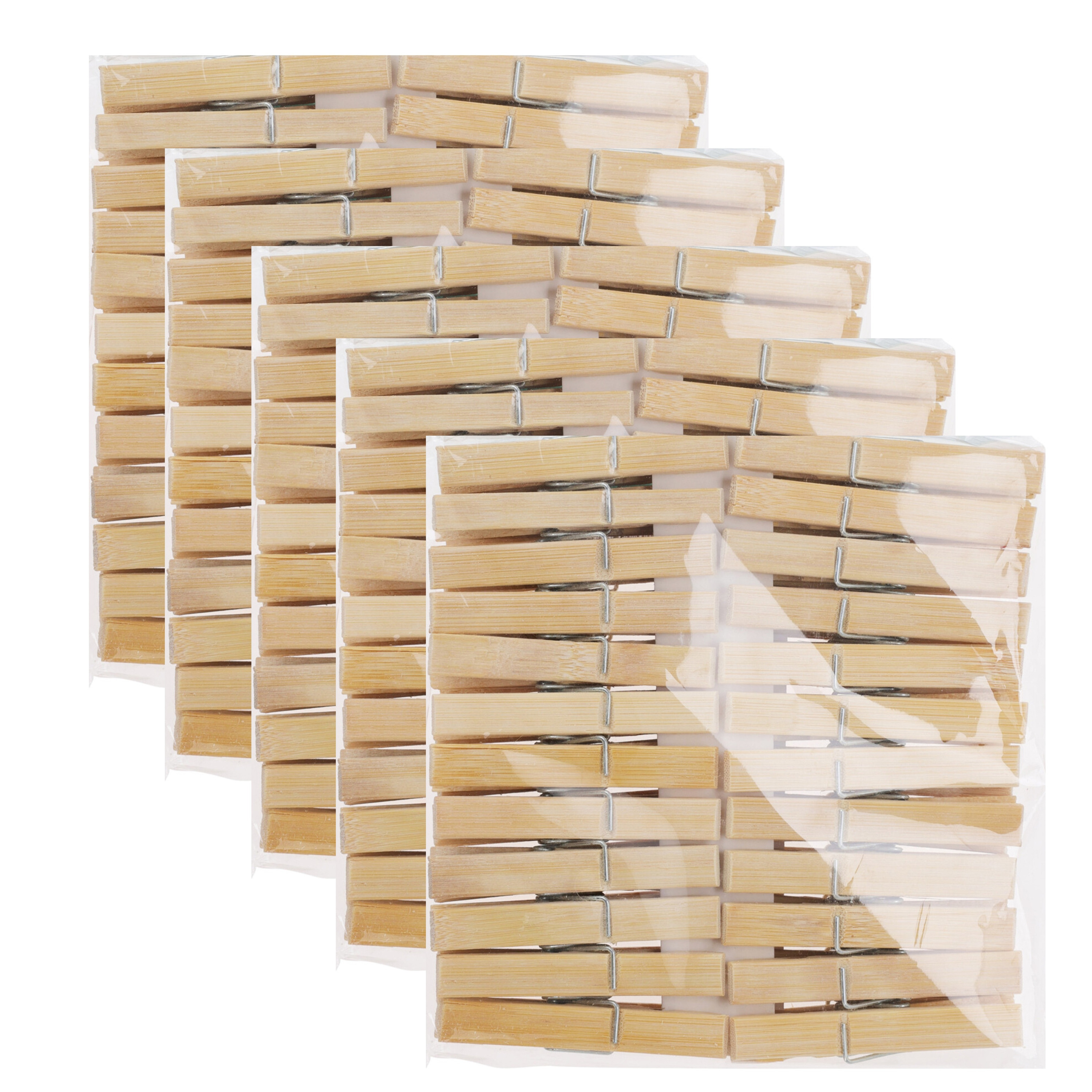 Merkloos Bamboe houten wasknijpers - 240x - hout - 7 cm -