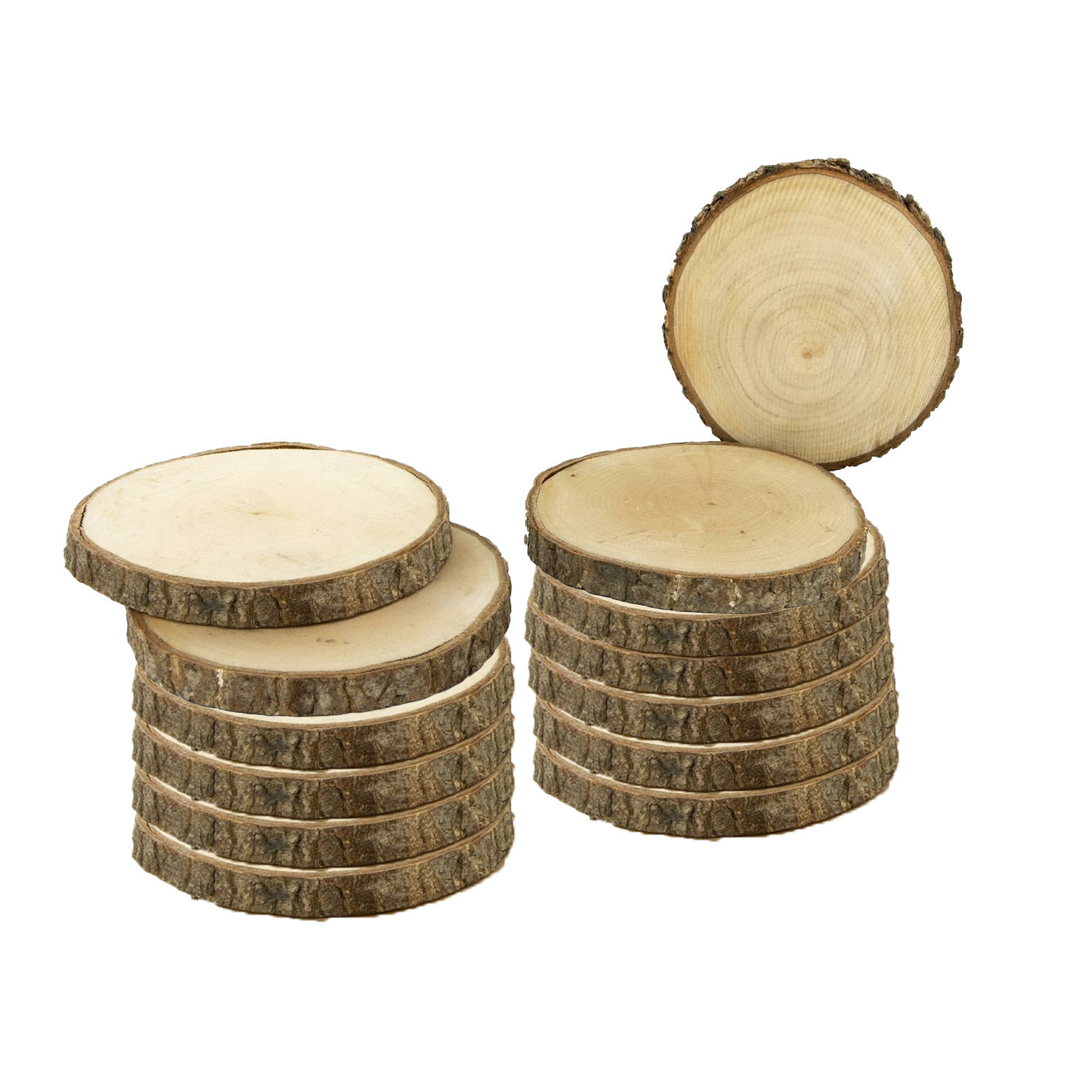 Home Deco Factory Onderzetters voor glazen - boomschijven - 12x stuks - rond - hout - D11 x H1.3 cm -