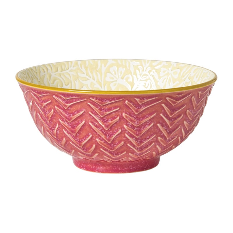 Xenos Schaaltje Lilly groot - geel/roze - ø15.8x7.3 cm