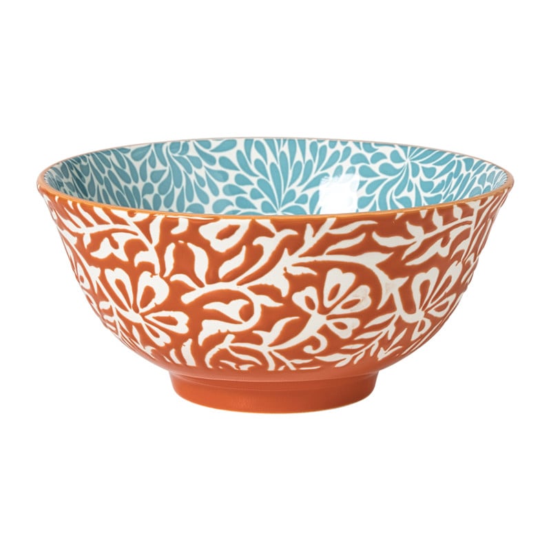 Xenos Schaaltje Moana groot - blauw/oranje - ø15.8x7.3 cm